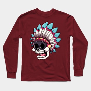 Native American Skull Long Sleeve T-Shirt